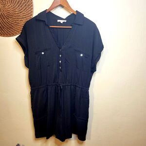 Promesa Jumpsuit Romper Short Sleeve‎ Black Satin XL
